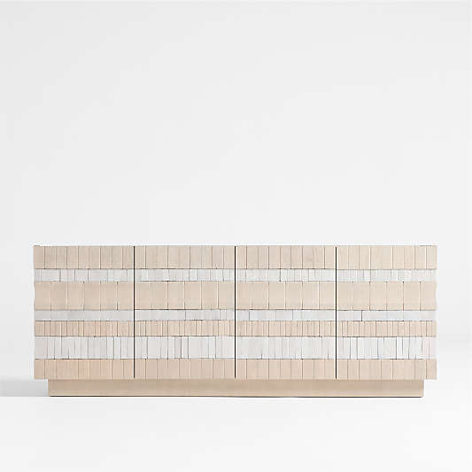 Beachcomber 80" Natural Oak Wood and White Tile Storage Credenza by Brigette Romanek