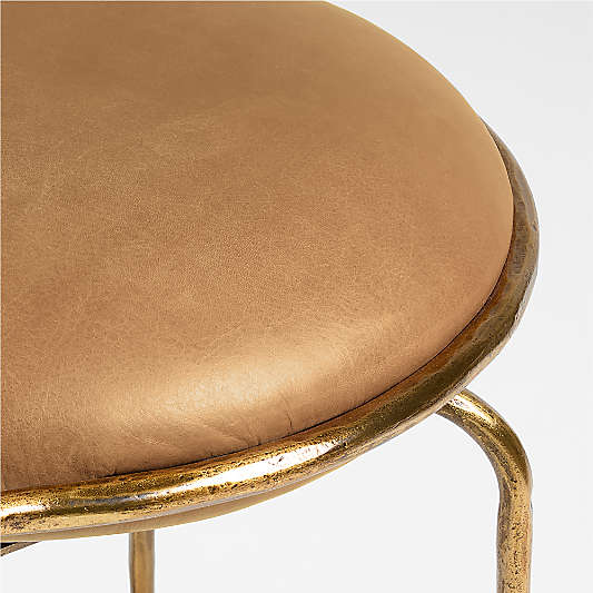 Bess Leather and Metal Backless Swivel Counter Stool by Brigette Romanek