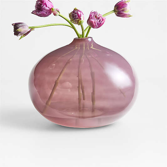 Flow Round Pink Glass Vase 9" by Brigette Romanek