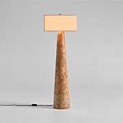 Gains Burlwood Floor Lamp with Linen Shade by Brigette Romanek
