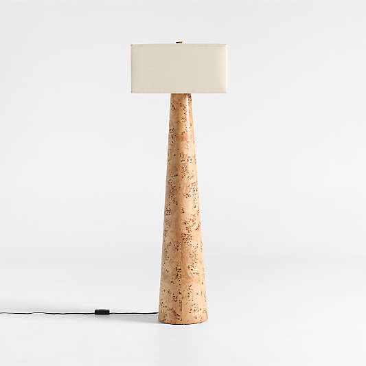 Gains Burlwood Floor Lamp with Linen Shade by Brigette Romanek