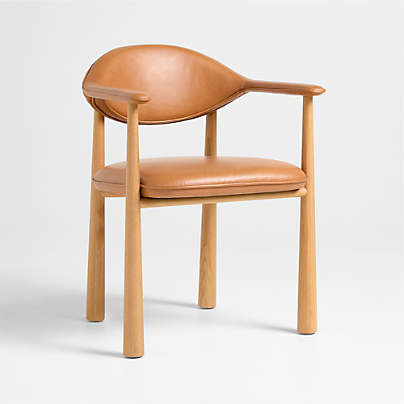 Isle Leather and Wood Dining Armchair by Brigette Romanek