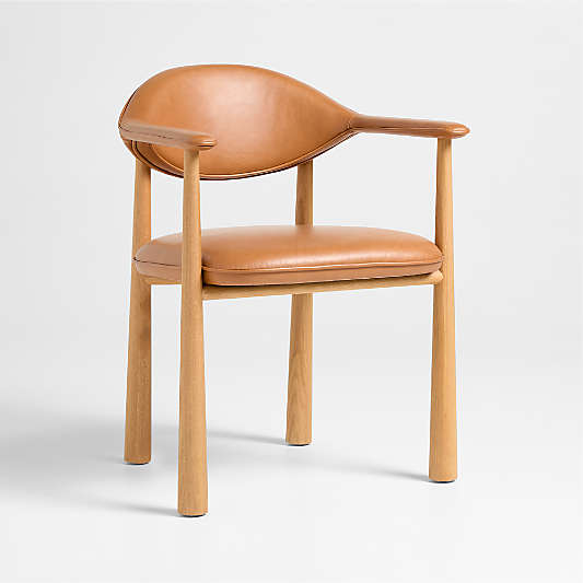 Isle Leather and Wood Dining Armchair by Brigette Romanek