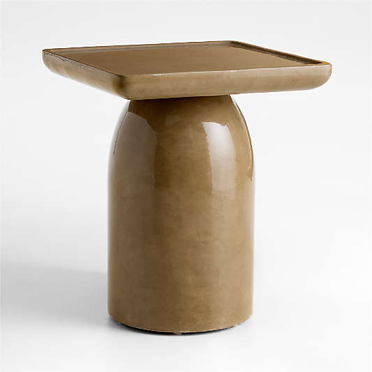 Laguna Beach Caramel Brown Concrete 18" Square End Table by Brigette Romanek