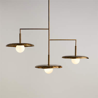 Lilypad Metal and Glass Three Light Chandelier by Brigette Romanek 49.5"