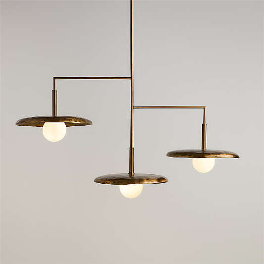 Lilypad Metal and Glass Three Light Chandelier by Brigette Romanek 49.5"