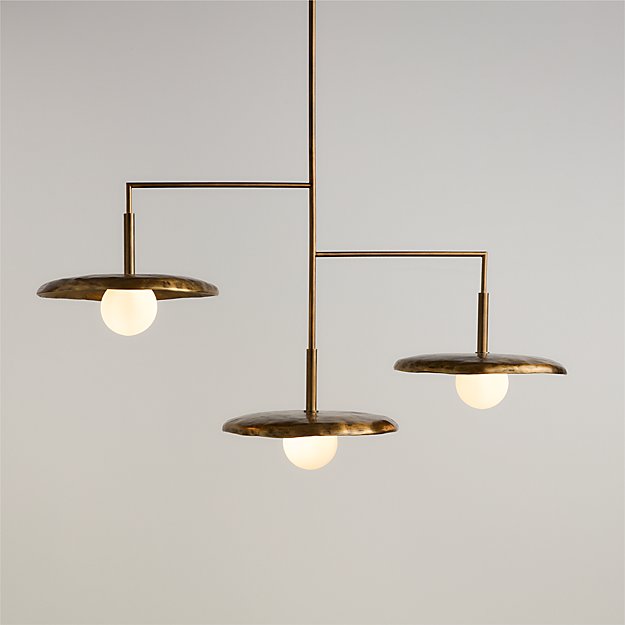 アート・デザイン・音楽 Lily Lilypad Metal and Glass Three Light Chandelier by Brigette