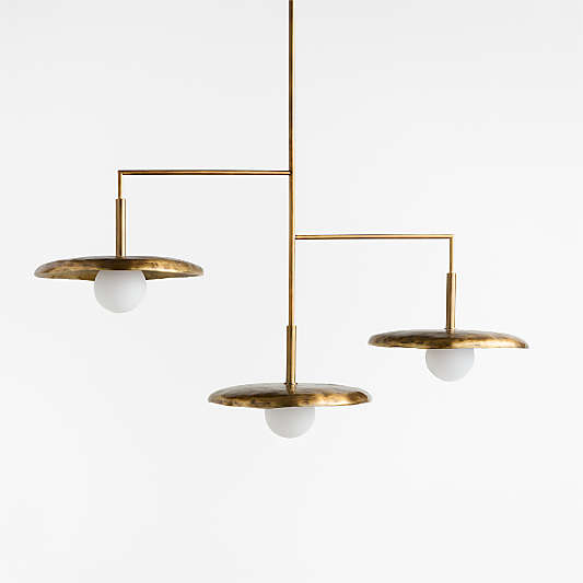 Lilypad Metal and Glass Three Light Chandelier by Brigette Romanek 49.5"