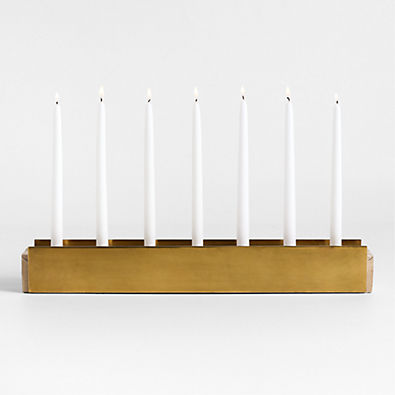 View Liner Travertine and Brass Candelabra by Brigette Romanek details