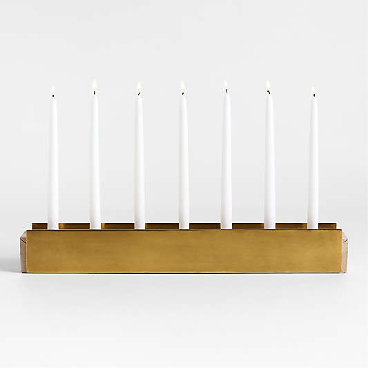 Liner Travertine and Brass Candelabra by Brigette Romanek