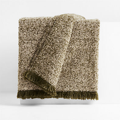 View Livable Luxe 70"x55" Melange Alpaca Fringe Green Throw Blanket by Brigette Romanek details