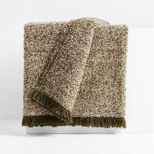 Livable Luxe 70"x55" Melange Alpaca Fringe Green Throw Blanket by Brigette Romanek