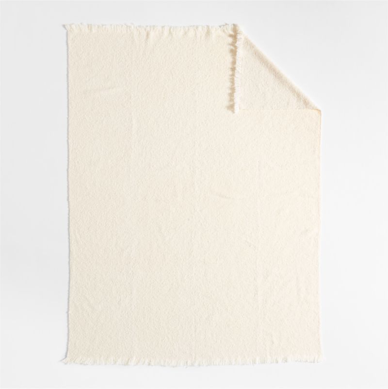 Livable Luxe 70"x55" Melange Alpaca Fringe Arctic Ivory Throw Blanket by Brigette Romanek
