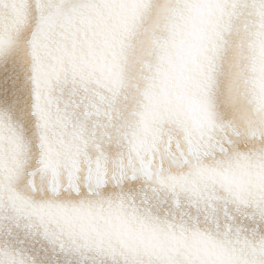 Livable Luxe 70"x55" Melange Alpaca Fringe Arctic Ivory Throw Blanket by Brigette Romanek