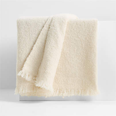 Livable Luxe 70"x55" Melange Alpaca Fringe Arctic Ivory Throw Blanket by Brigette Romanek