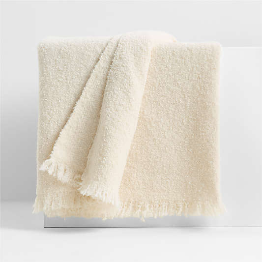 Livable Luxe 70"x55" Melange Alpaca Fringe Arctic Ivory Throw Blanket by Brigette Romanek