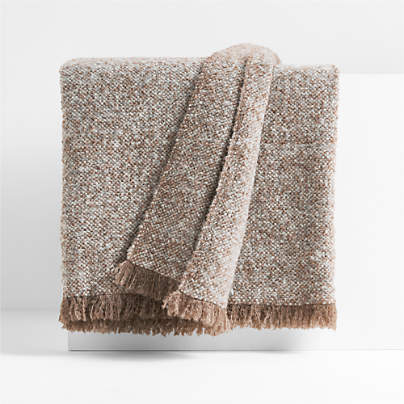 Livable Luxe 70"x55" Melange Alpaca Fringe Taupe Throw Blanket by Brigette Romanek