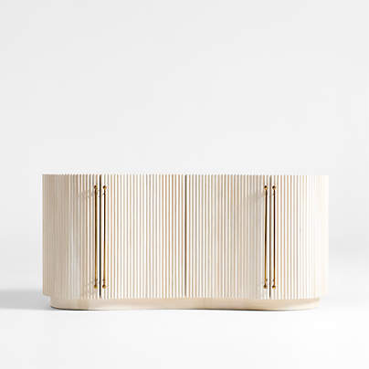 Coastline 72" Oak Wood Fluted Credenza by Brigette Romanek