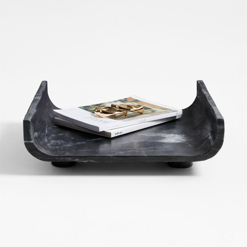 Rox Black Marble Decorative Tray 15" by Brigette Romanek