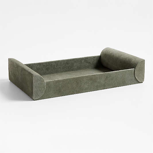 Ruff Green Suede Decorative Tray 12" by Brigette Romanek