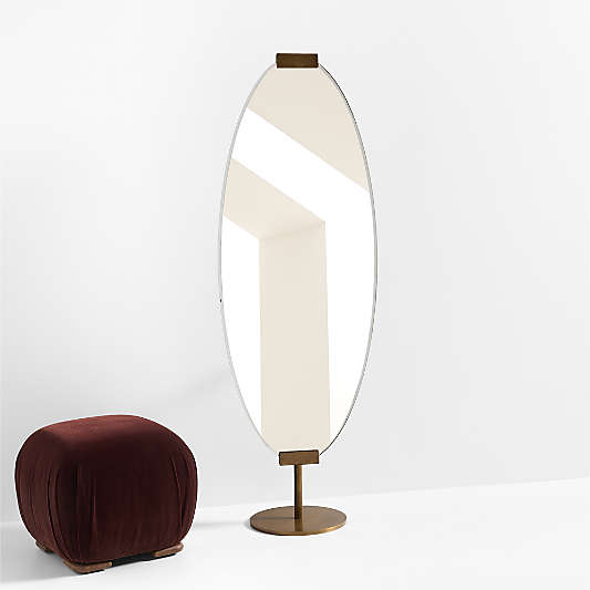 Seen Brass Oval Standing Floor Mirror by Brigette Romanek