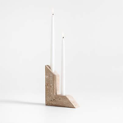 Up Travertine 2-Taper Candle Holder by Brigette Romanek