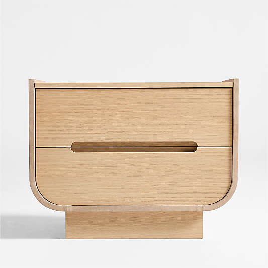 Venice 28.5" Leather and Oak Wood Nightstand by Brigette Romanek