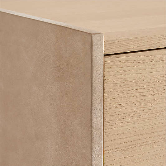 Venice 65" Leather and Oak Wood 6-Drawer Dresser by Brigette Romanek