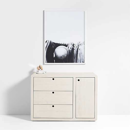 Black and White Baseball Mitt Framed Wall Art Print