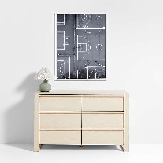 Black and White Basketball Court Framed Wall Art Print