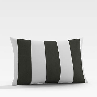 Indoor Outdoor Designer Pillows Grey and White Striped Pillow Cover Outdoor Lumbar Pillow Outdoor Pillow Sunbrella