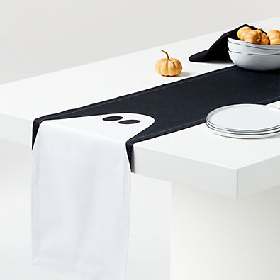 View Black and White Ghost Table Runner 90" details