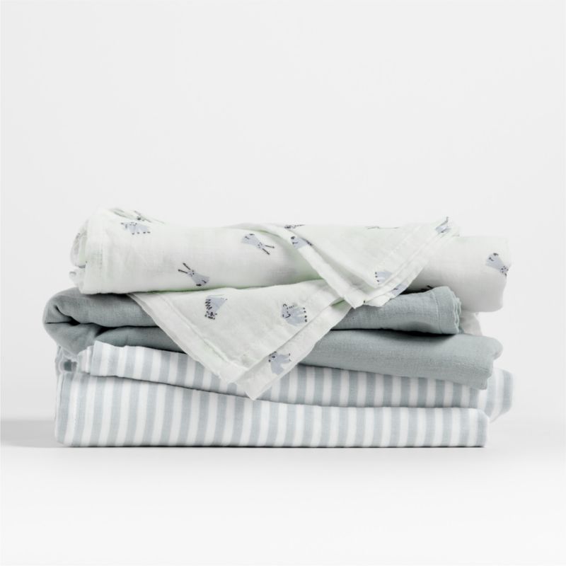 Baby's First Blue Mini Animal Organic Cotton Gauze Baby Swaddle Blankets, Set of 3 - image 2 of 3