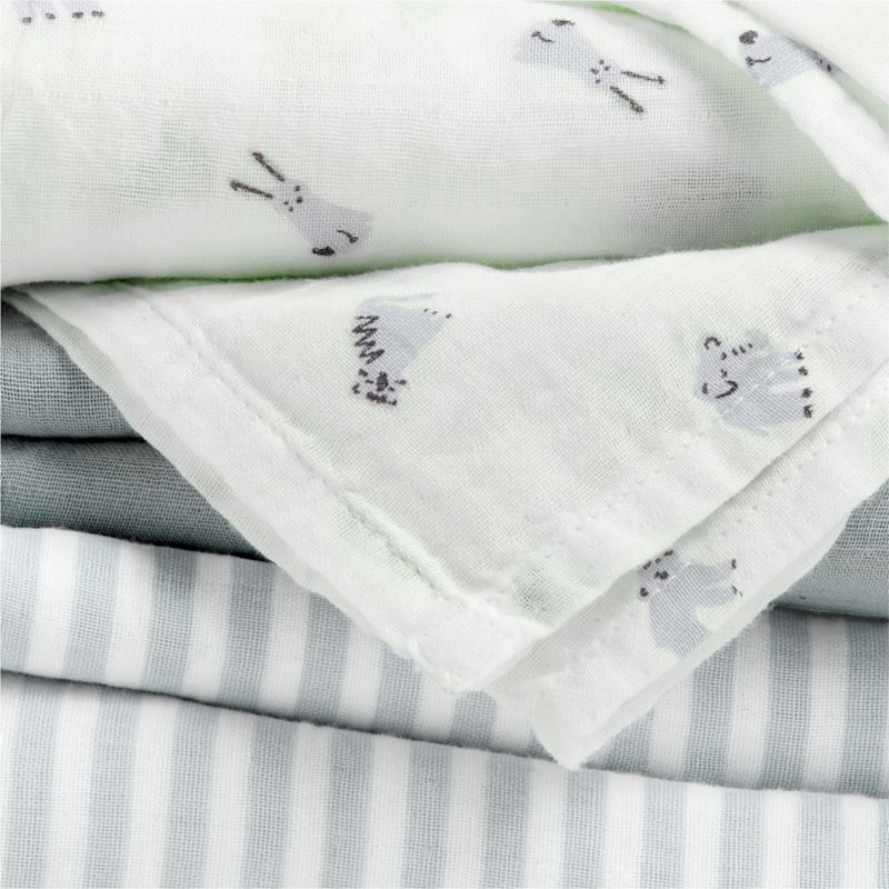 Baby's First Blue Mini Animal Organic Cotton Gauze Baby Swaddle Blankets, Set of 3 - image 1 of 3