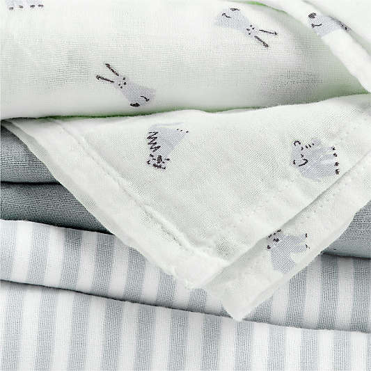 Baby's First Blue Mini Animal Organic Cotton Gauze Baby Swaddle Blankets, Set of 3