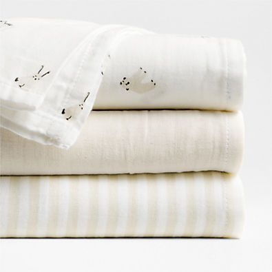 View Baby's First Natural Mini Animal Organic Cotton Gauze Baby Swaddle Blankets, Set of 3 details