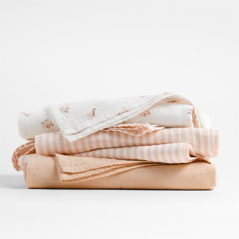 Baby's First Pink Mini Animal Organic Cotton Gauze Baby Swaddle Blankets, Set of 3 - image 2 of 3