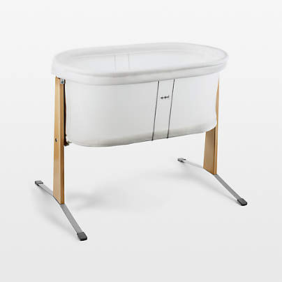 BABYBJÖRN ™ White and Wood Rocking Cradle Bassinet