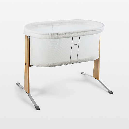 BABYBJÖRN ™ White and Wood Rocking Cradle Bassinet