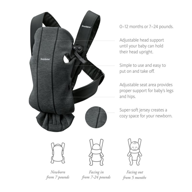 BABYBJÖRN ™ Charcoal Grey Mini 3D Jersey Baby Carrier - image 2 of 3