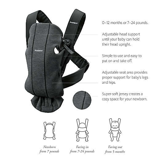 BABYBJÖRN ™ Charcoal Grey Mini 3D Jersey Baby Carrier