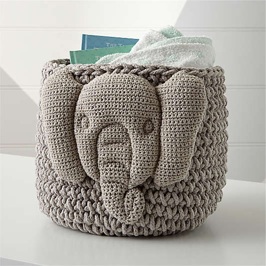 Knit Elephant Storage Bin