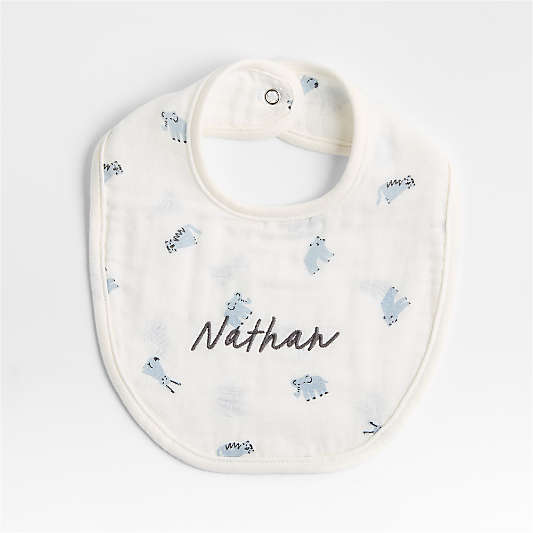 Baby's First Blue Mini Animal Organic Cotton Gauze Baby Bib, Set of 3