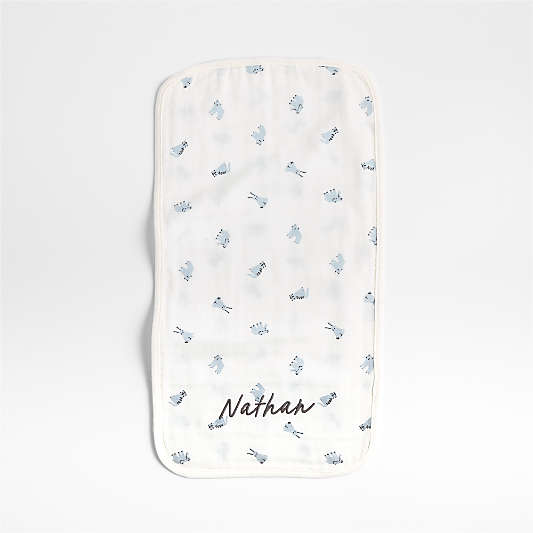 Baby's First Blue Mini Animal Organic Cotton Gauze Baby Burp Cloth, Set of 3