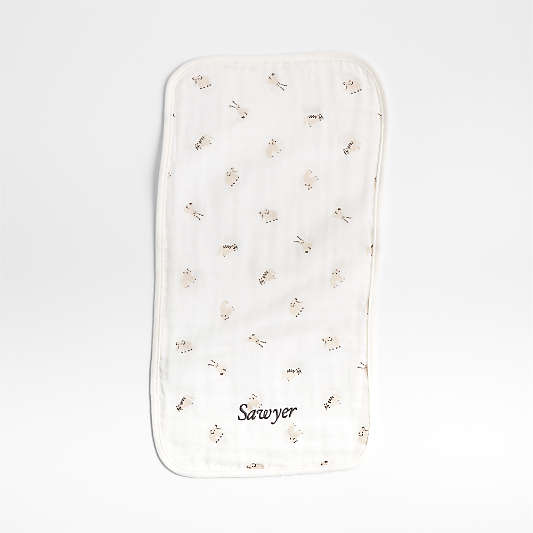 Baby's First Natural Mini Animal Organic Cotton Gauze Baby Burp Cloth, Set of 3