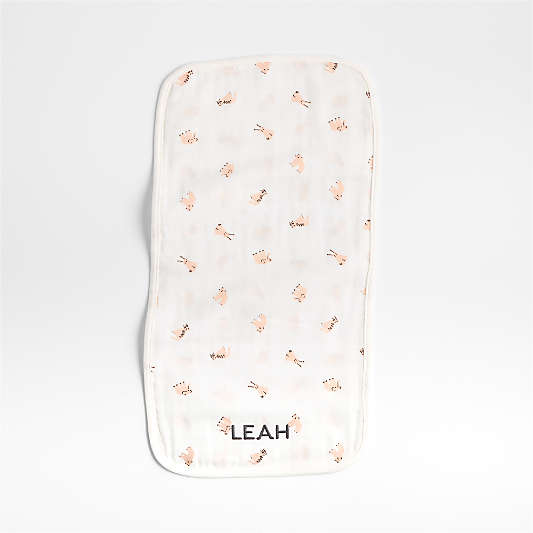 Baby's First Pink Mini Animal Organic Cotton Gauze Baby Burp Cloth, Set of 3