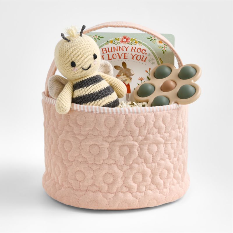 Quilted Elegant Pink Daisy Kids Easter Basket - image 3 of 9