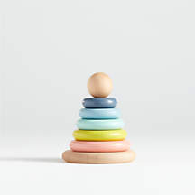 Small Rainbow Wooden Baby Stacking Ring + Reviews | Crate & Kids