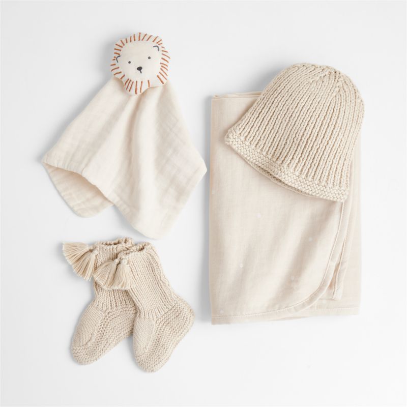 Lion 4-Piece Organic Cotton Baby Swaddle Gift Set