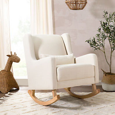 View Babyletto Kai Natural Performance Nursery Rocking Chair with Wood Legs details